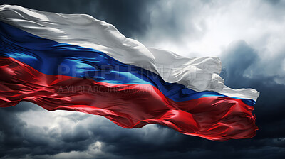 Russia flag in the wind. Symbol for patriotism, freedom, and politics concept