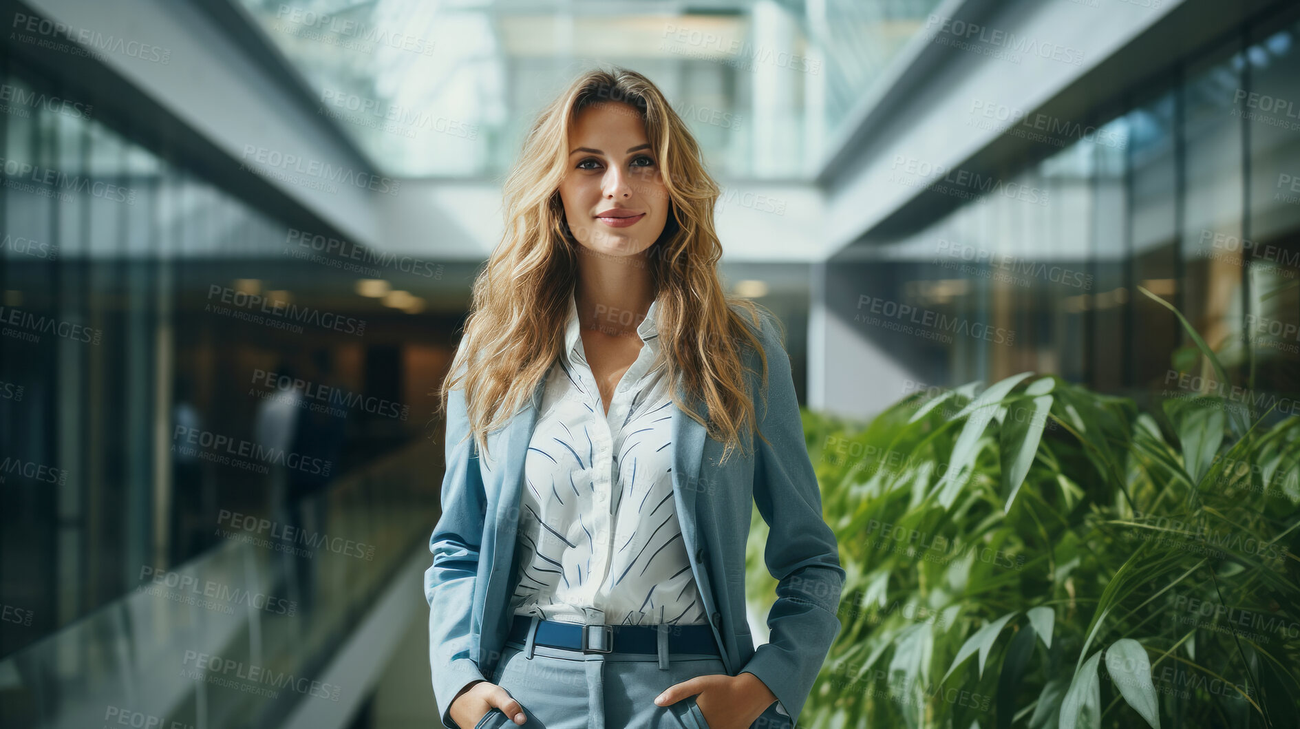 Buy stock photo Modern business professional posing in office building. Business concept.