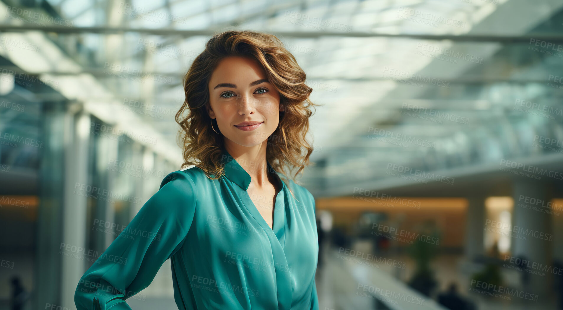 Buy stock photo Modern business professional posing in office building. Business concept.