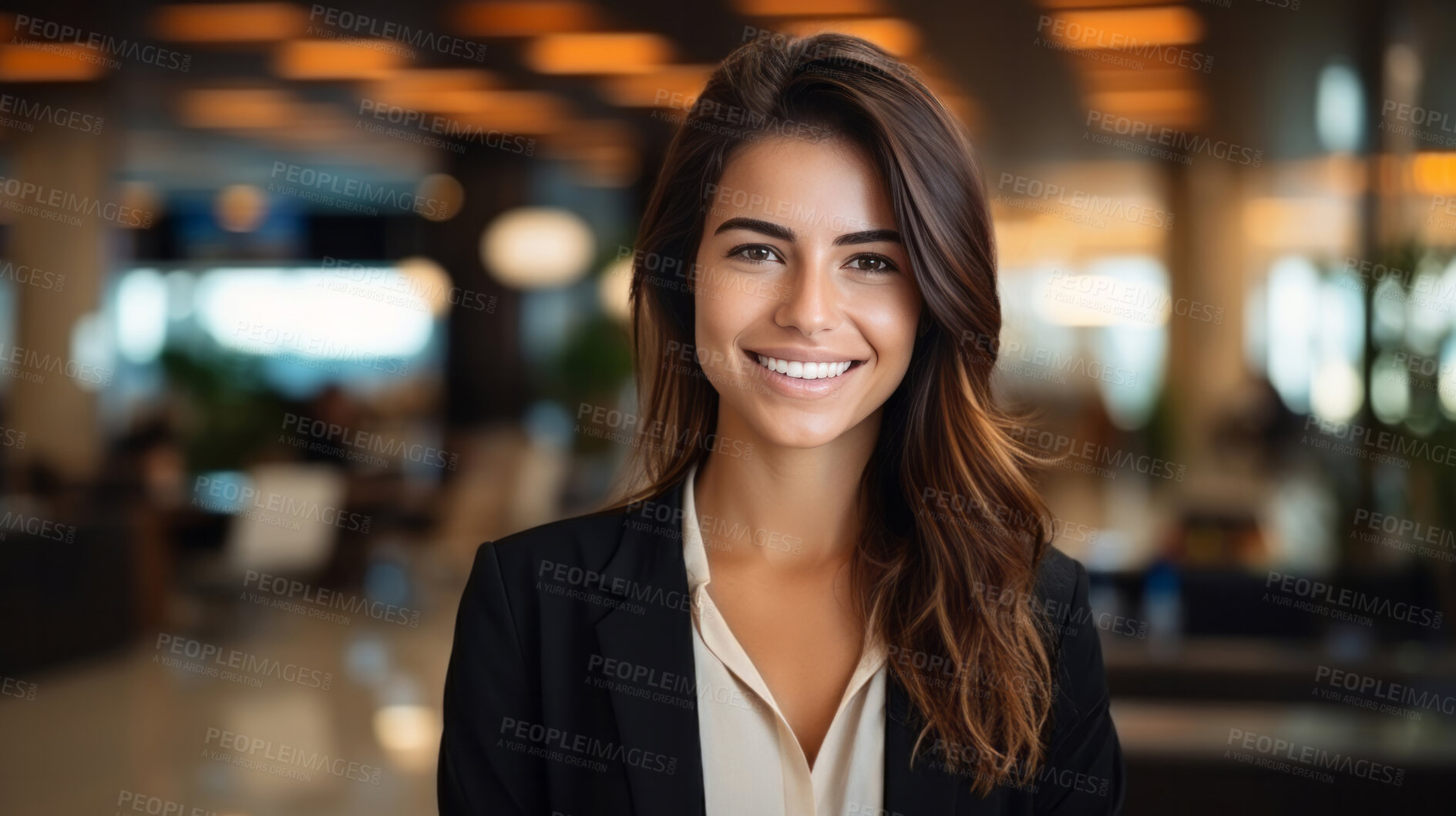 Buy stock photo Happy business professional posing in empty office. Business concept.