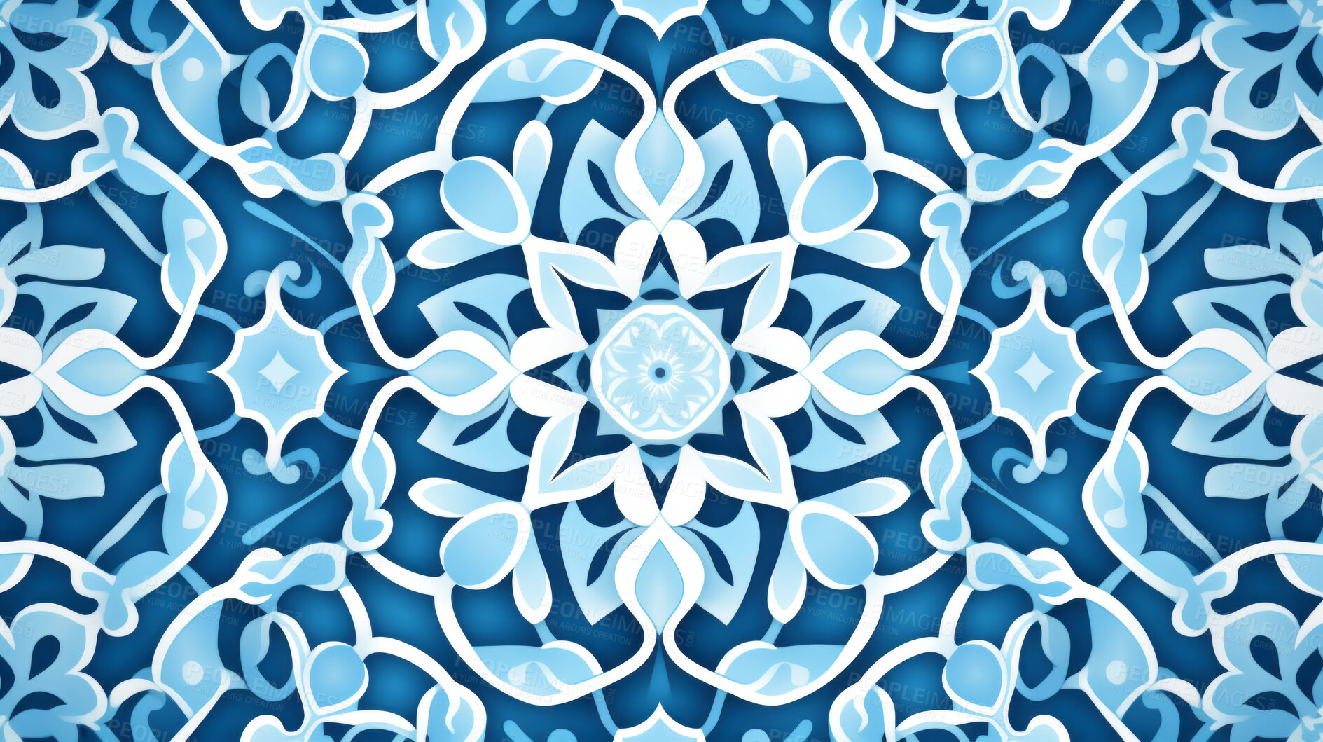 Buy stock photo Blue ceramic tiles decorative design, illustration for floor, wall, kitchen interior, textile