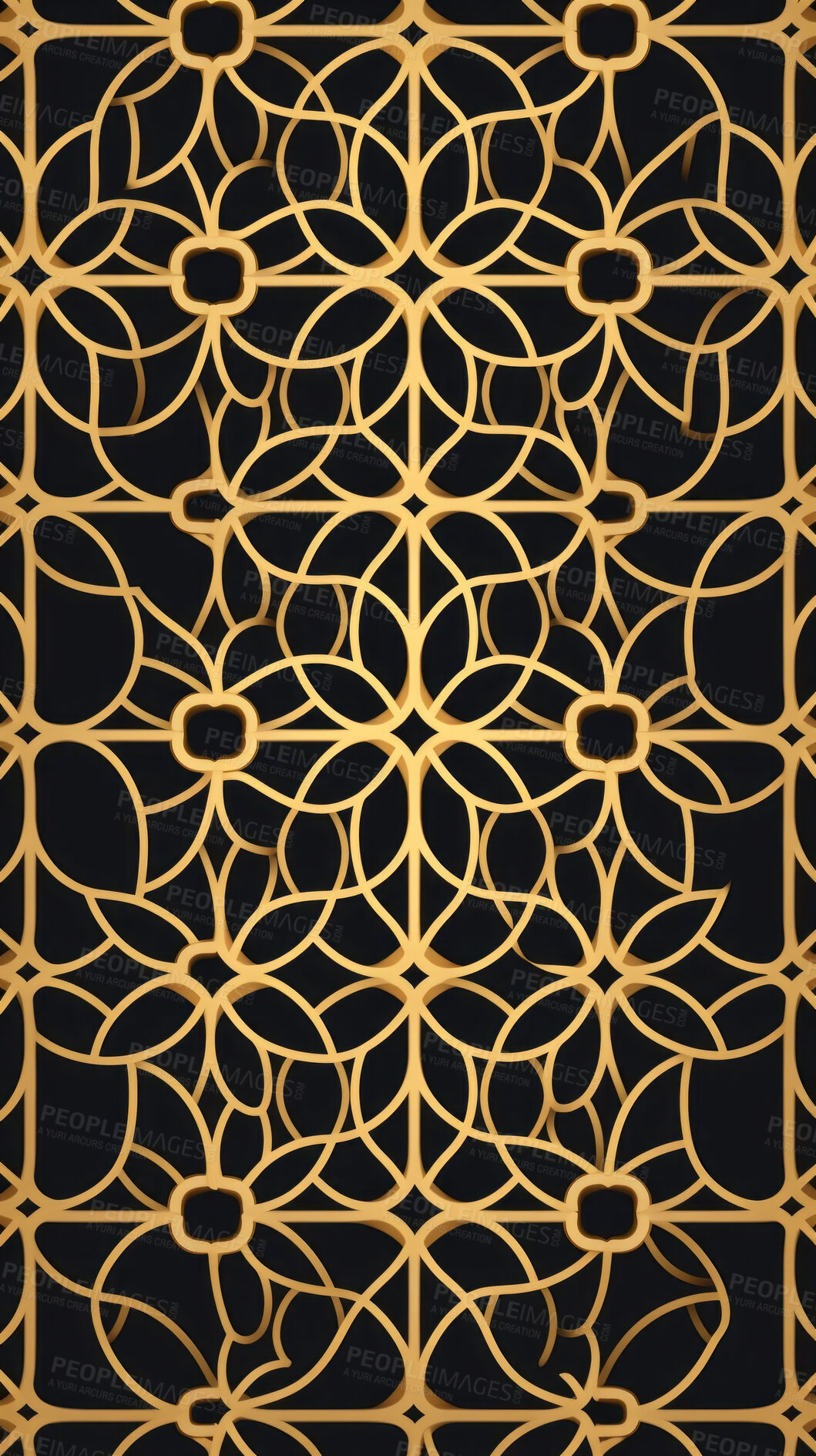 Buy stock photo Gold ceramic tiles decorative design, illustration for floor, wall, kitchen interior, textile