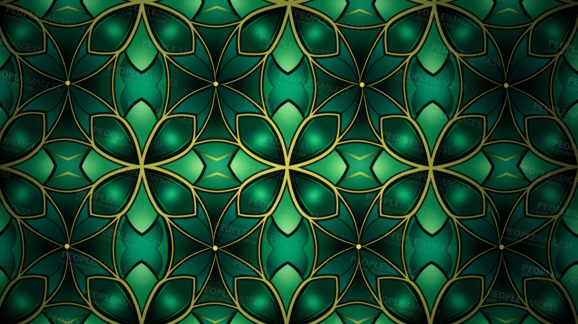 Buy stock photo Green ceramic tiles decorative design, illustration for floor, wall, kitchen interior, textile