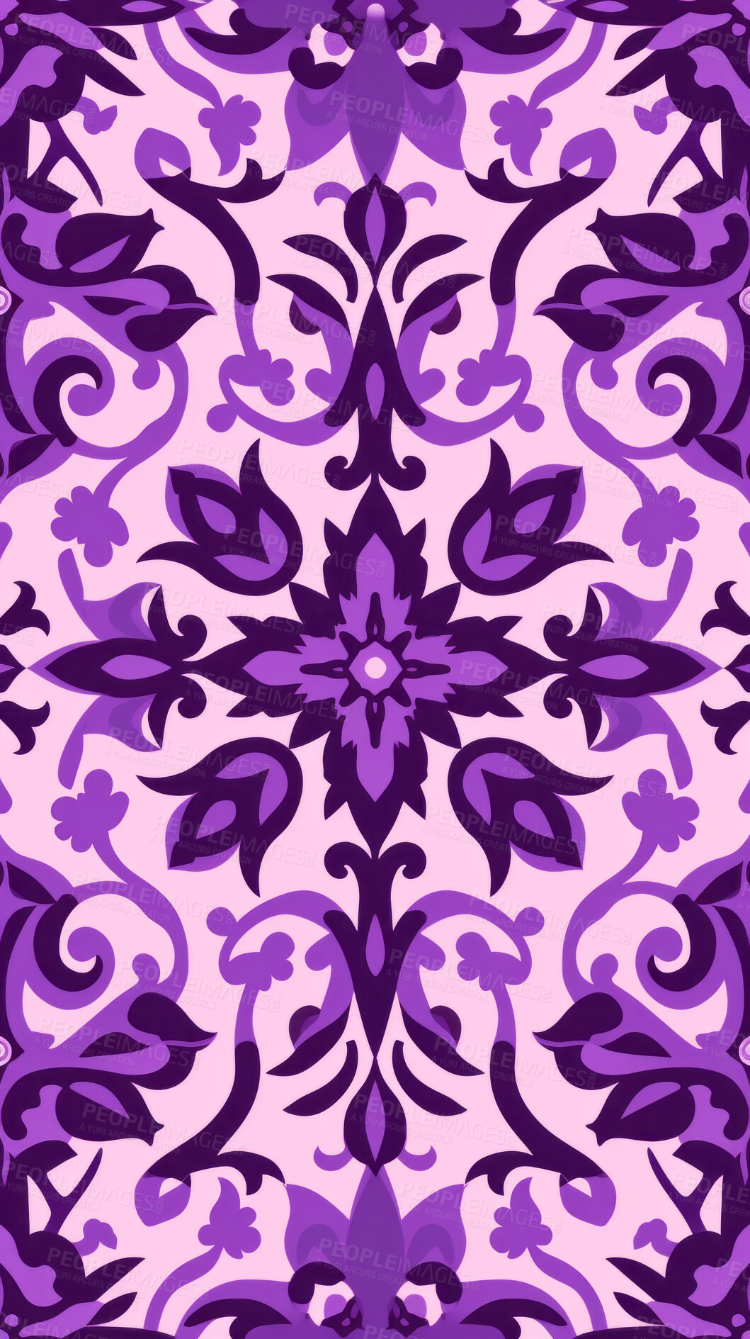 Buy stock photo Purple ceramic tiles decorative design, illustration for floor, wall, kitchen interior, textile