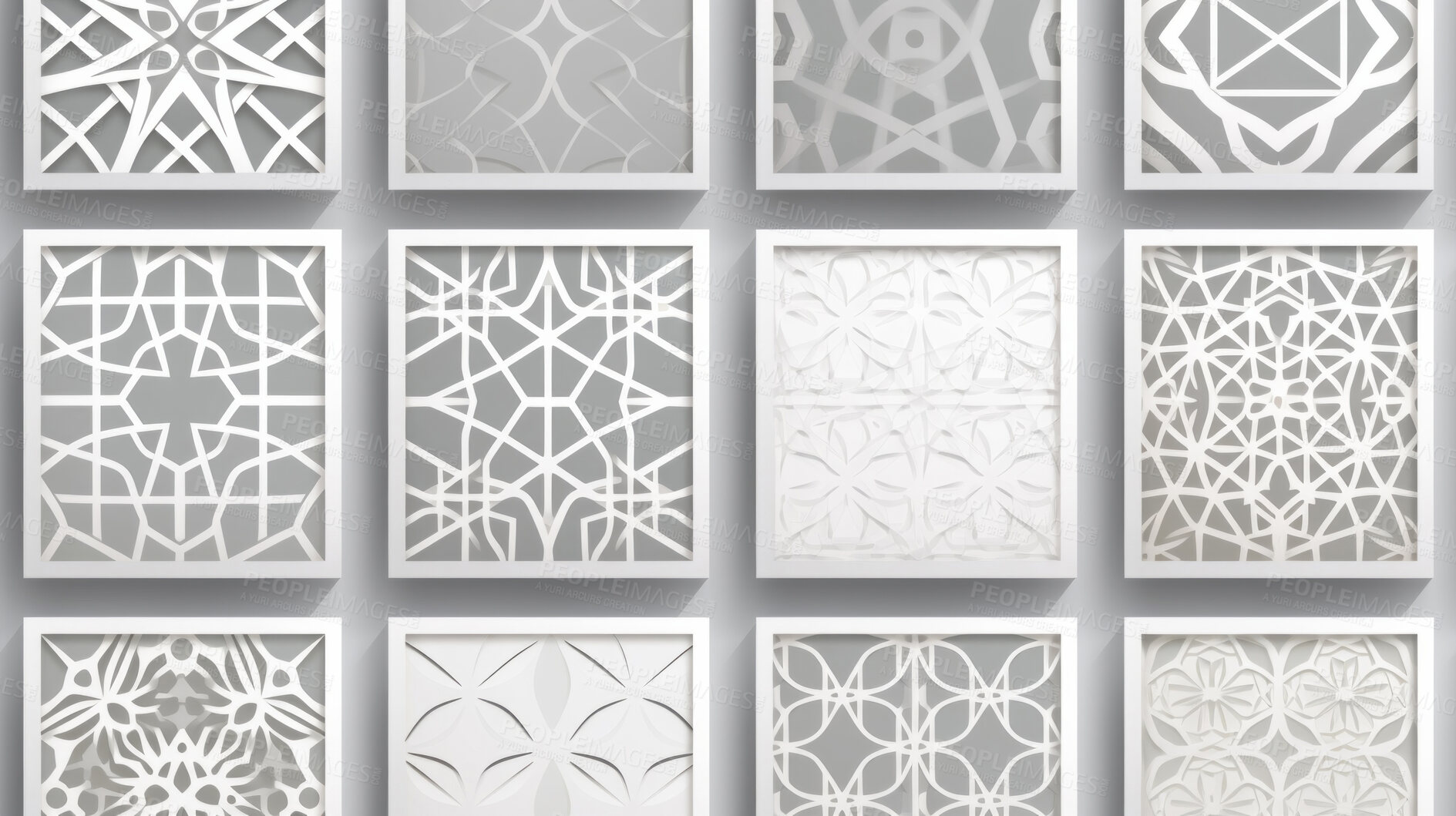 Buy stock photo Grey and white ceramic tiles decorative design, illustration for floor, wall, kitchen interior, textile