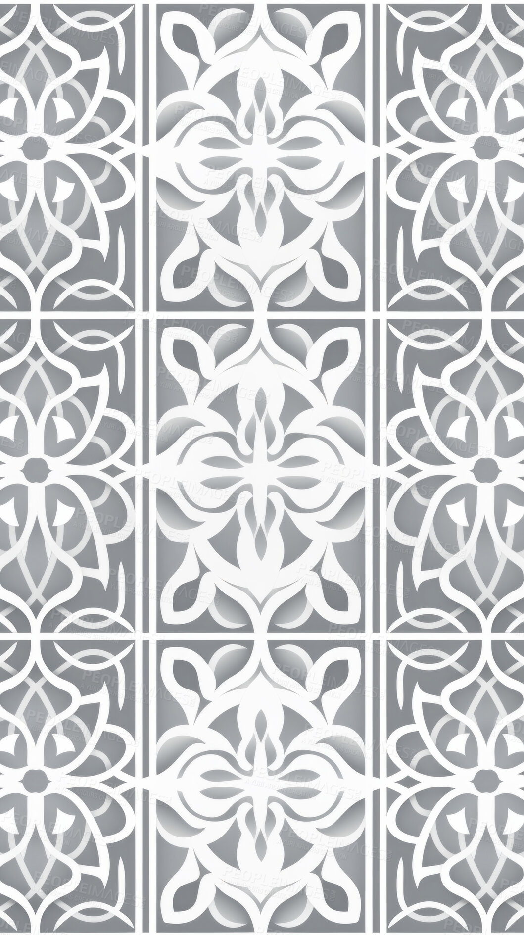 Buy stock photo Grey and white ceramic tiles decorative design, illustration for floor, wall, kitchen interior, textile