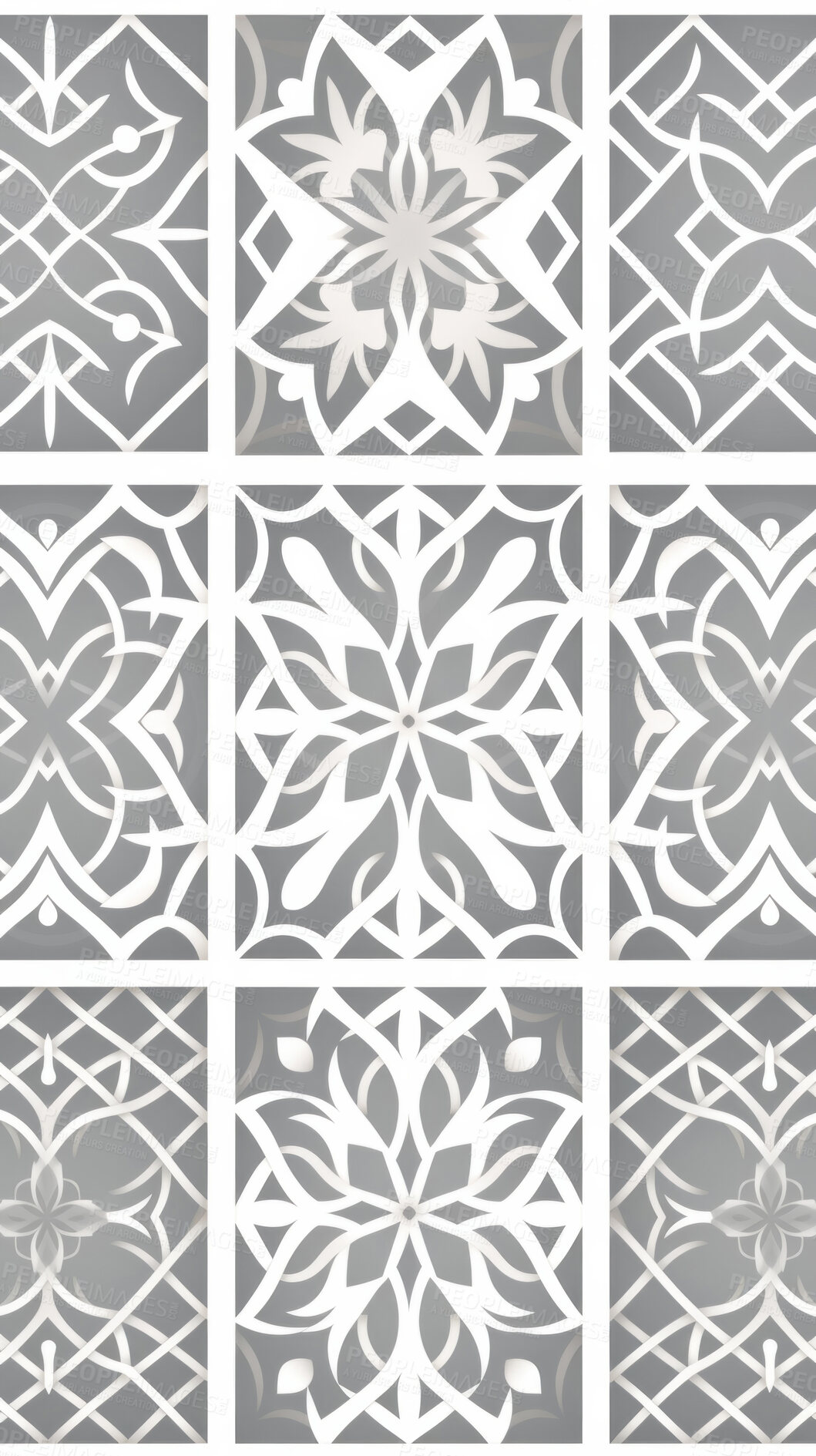 Buy stock photo Grey and white ceramic tiles decorative design, illustration for floor, wall, kitchen interior, textile