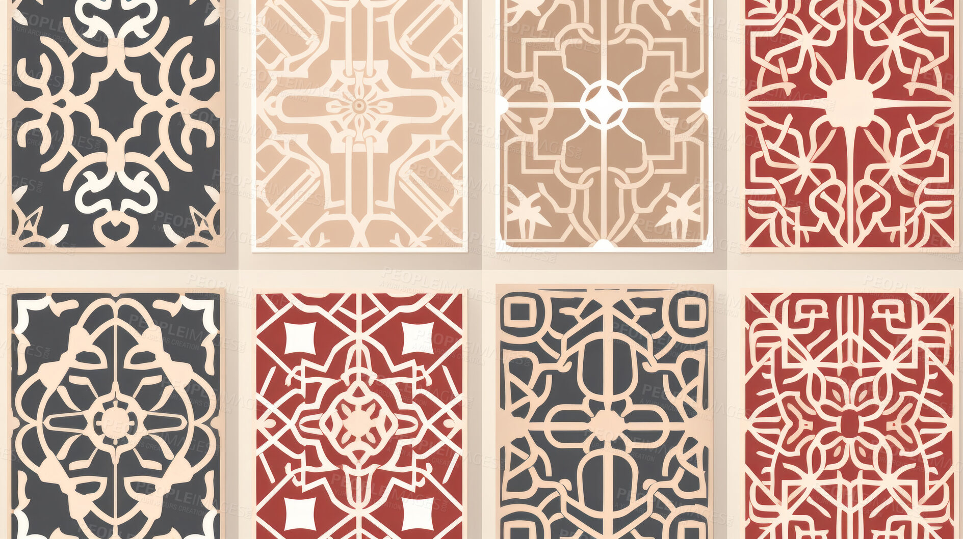 Buy stock photo Ceramic tiles decorative pottery design, illustration for floor, wall, kitchen interior, textile