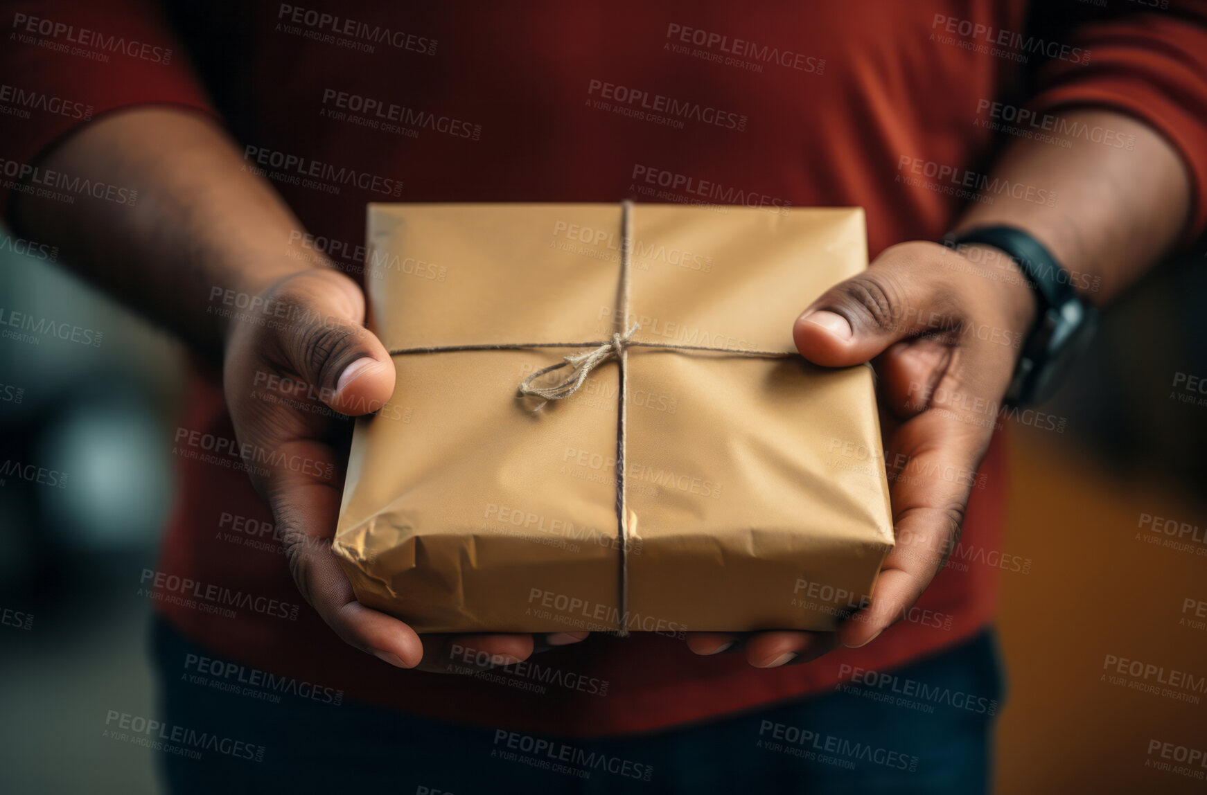 Buy stock photo Delivery man holding boxes or package.