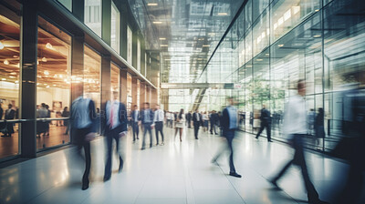Buy stock photo Blurred business people. Long exposure shot of crowd of business people