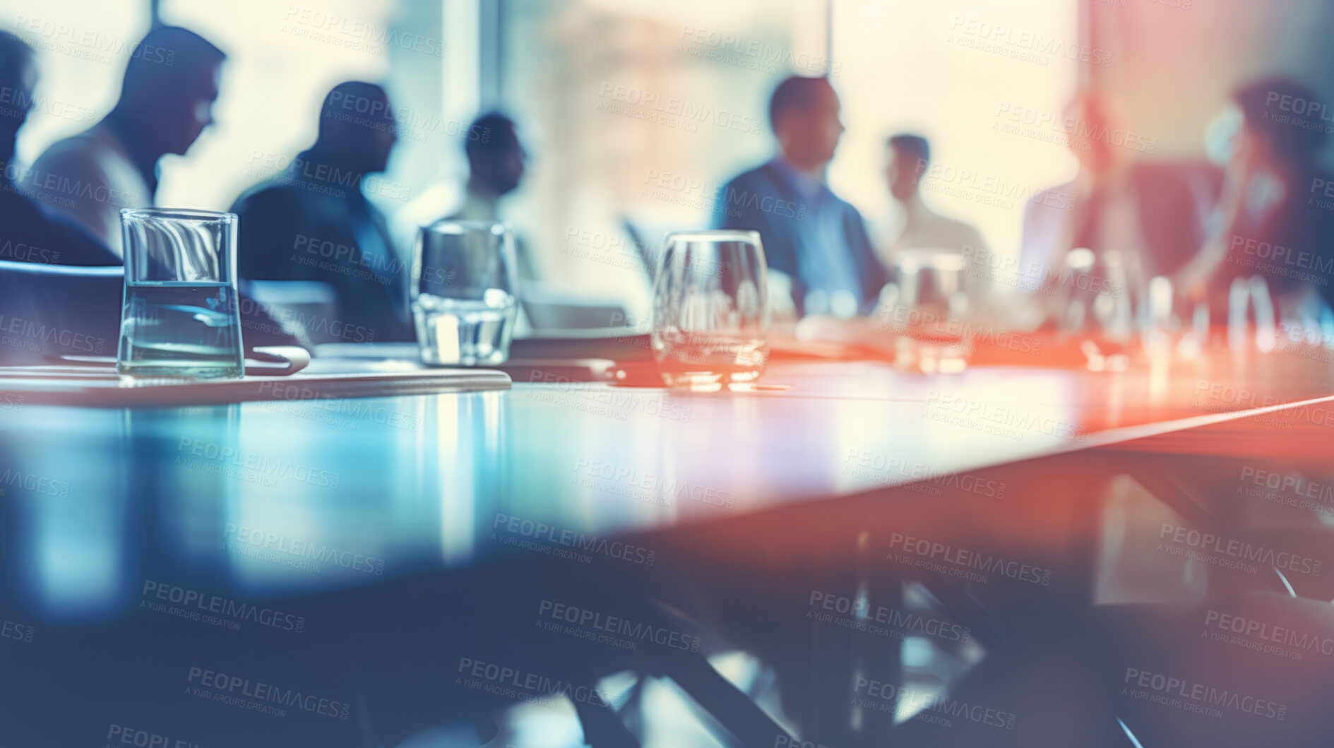 Buy stock photo Group of business people having a meeting or brainstorming in a boardroom