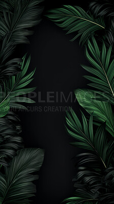 Buy stock photo Leaves background with dark copyspace. Product presentation invitation template.