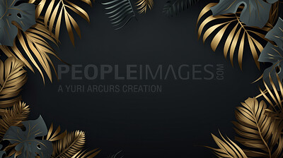 Buy stock photo Leaves background with dark copyspace. Product presentation invitation template.
