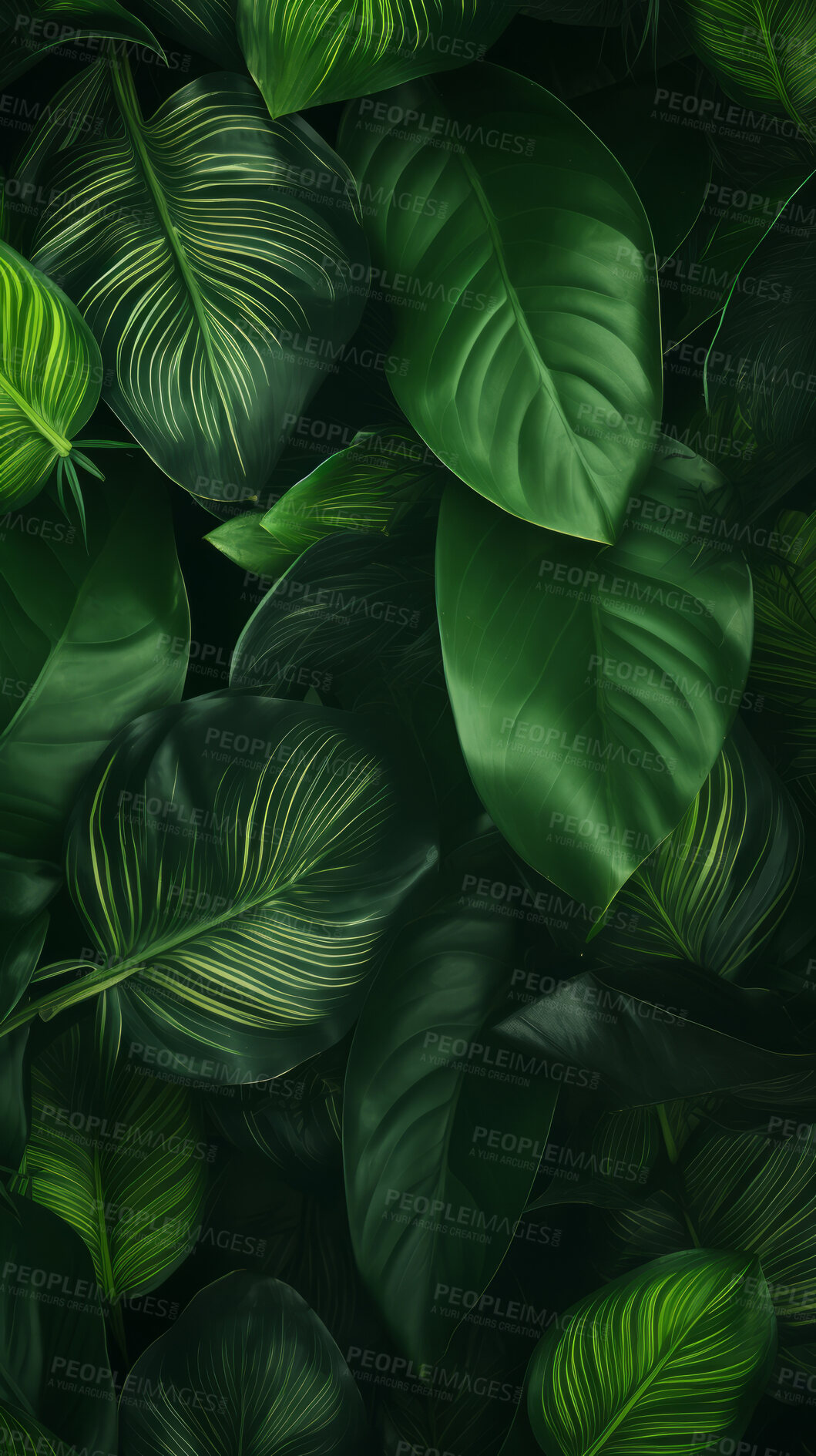 Buy stock photo Green leaves wallpaper background. Product presentation invitation template.