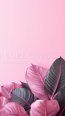 Buy stock photo Leaves background with pink copyspace. Product presentation invitation template.