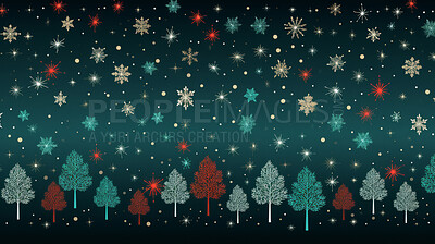 Buy stock photo Retro pattern with stars and trees. Christmas background concept.