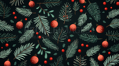 Retro pattern with leaves. Christmas background concept.
