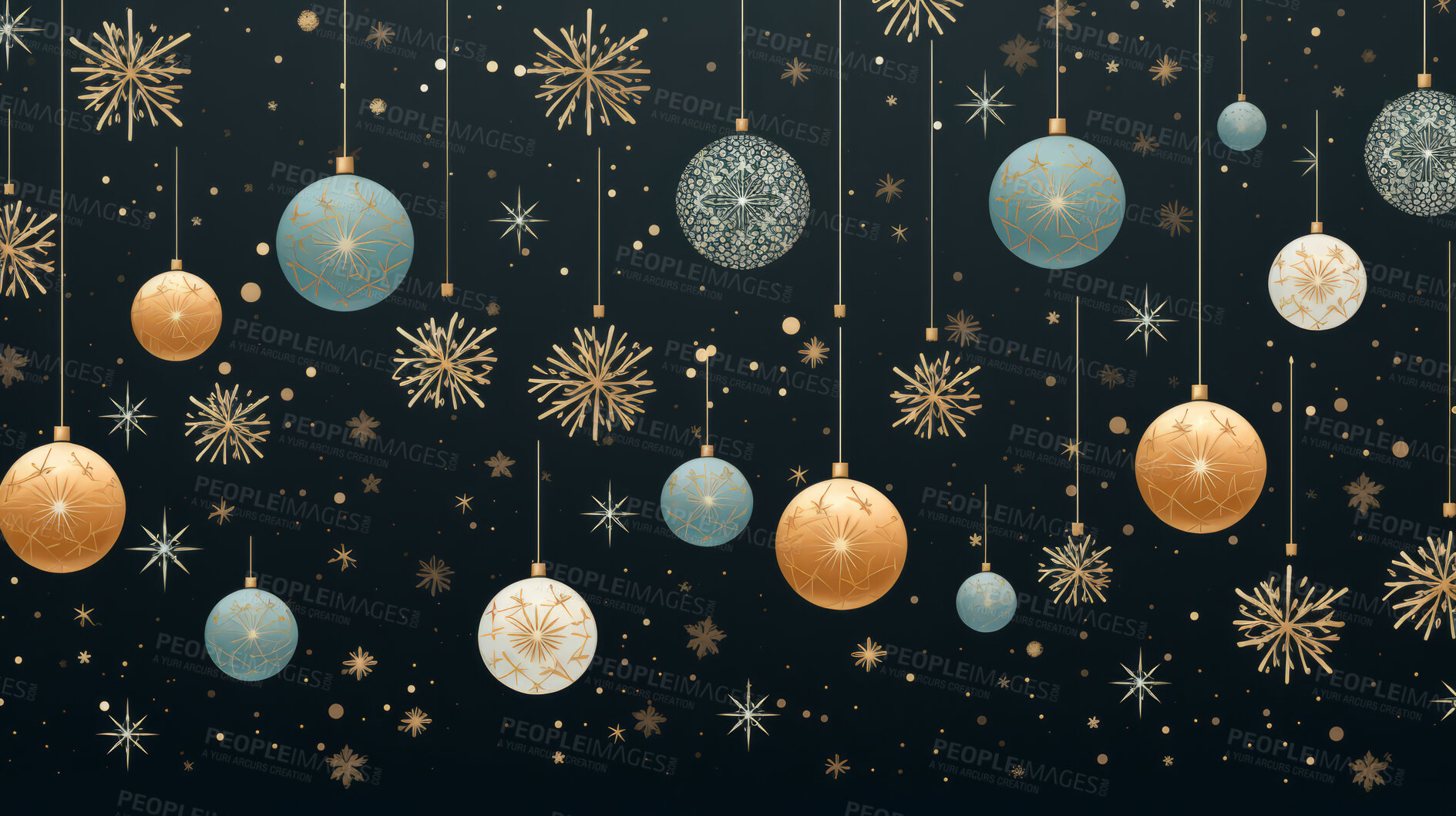 Buy stock photo Retro  pattern with snowflakes and balls. Christmas background concept.