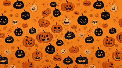 Buy stock photo Spooky halloween pumpkin illustration wallpaper or background for celebration