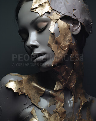 Portrait of female with abstract textured make-up style. Creative art for modern artist