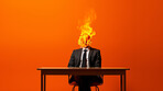 Burnout concept of a man in a business suit. Mental Health and work burnout concept