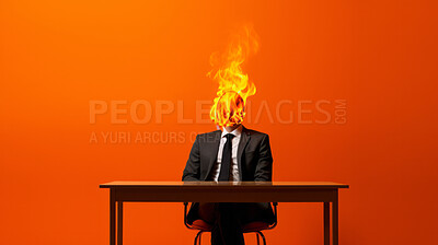 Burnout concept of a man in a business suit. Mental Health and work burnout concept