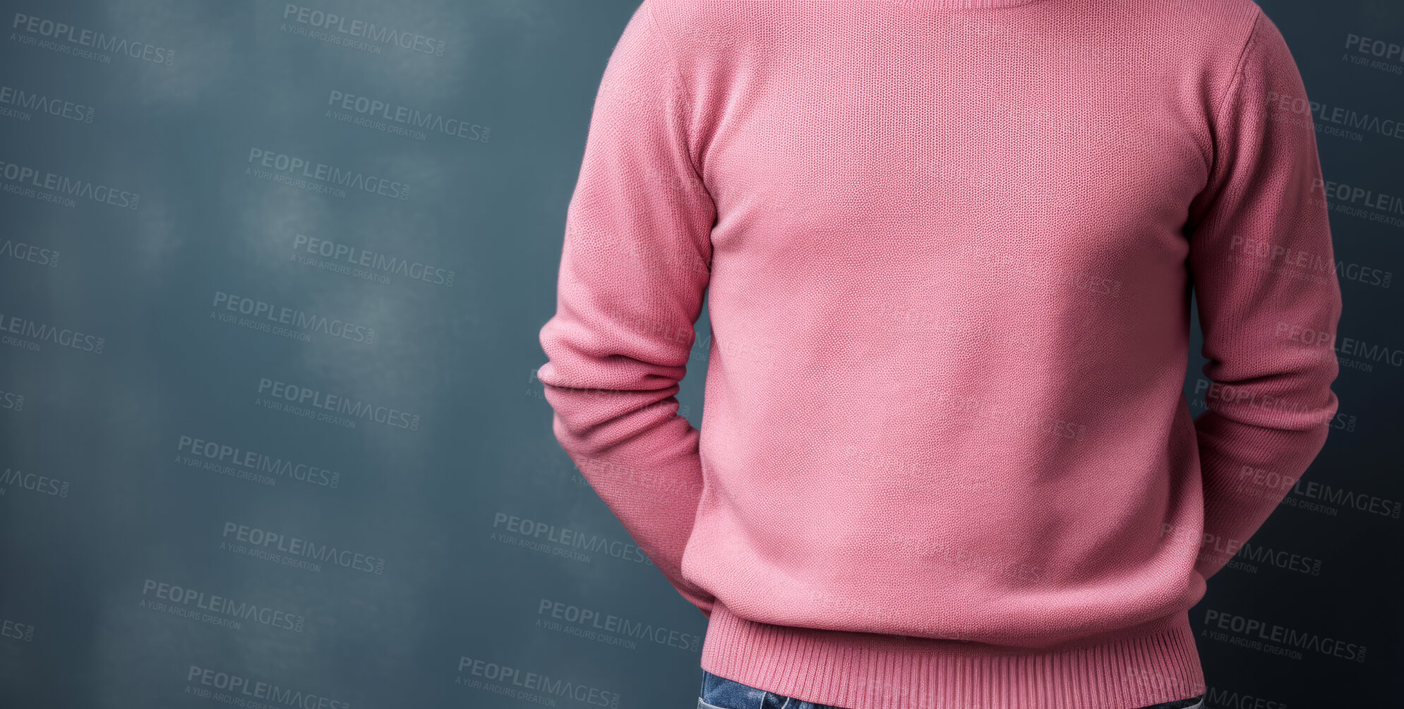 Buy stock photo Blank men's pink t-shirt, jersey. Model showing clothing template.