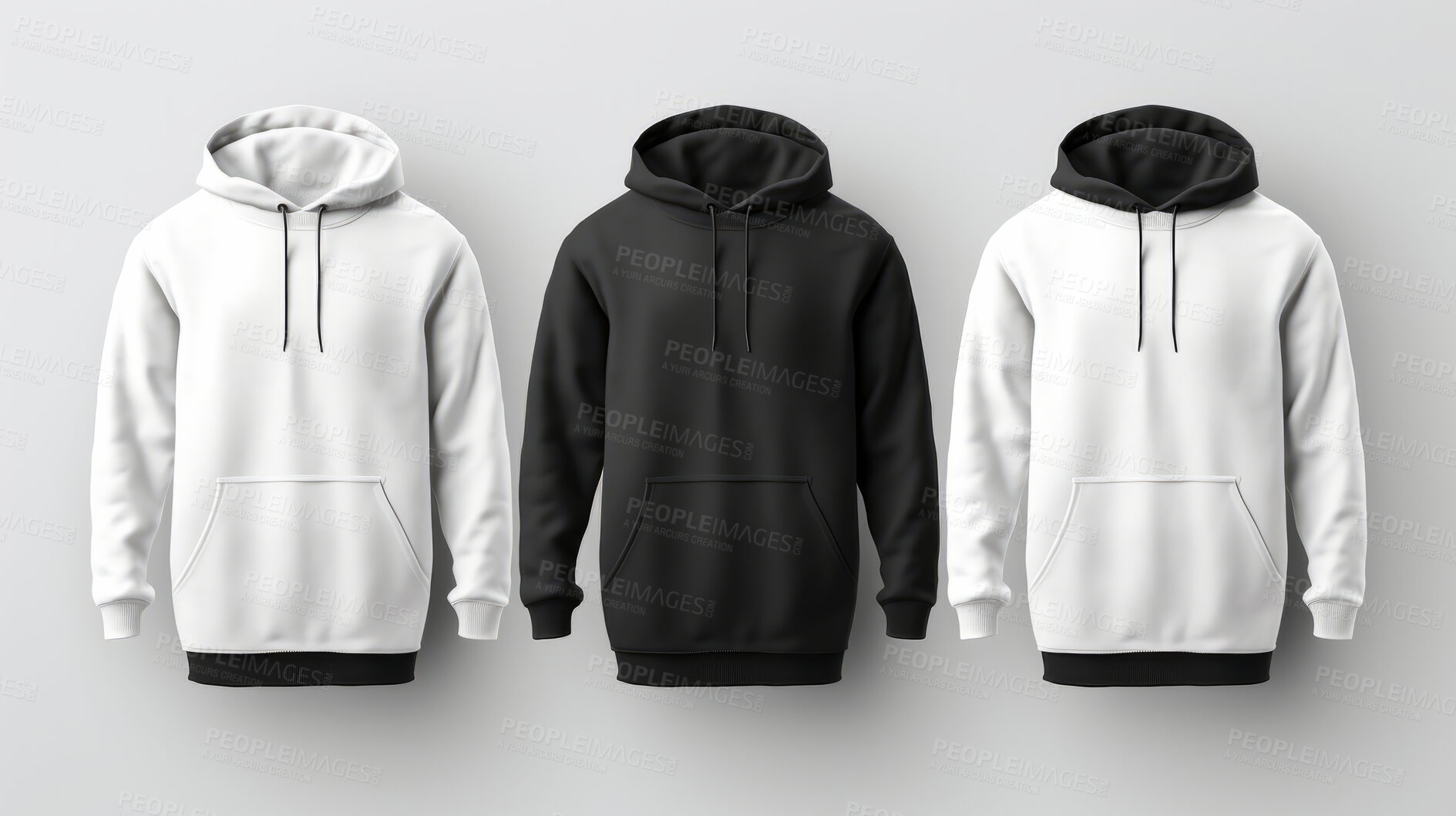 Buy stock photo Font view of hoodies. Sweatshirt on background cutout. Mock-up template.