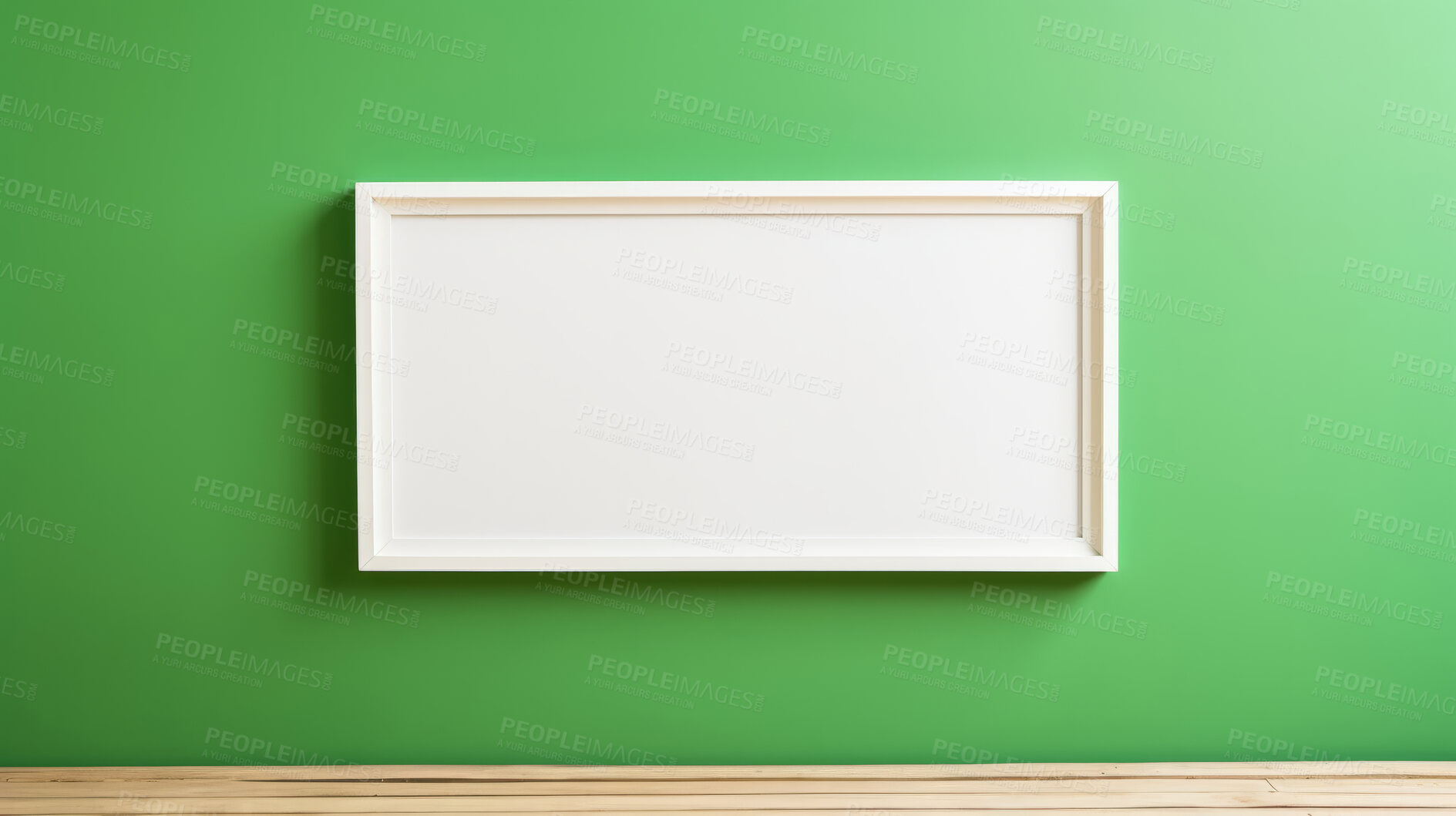 Buy stock photo Mock-up photo frame on green wall. Modern concept. Copy space.