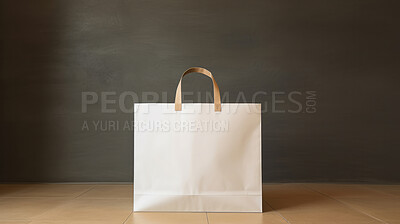 Mock-up of recycled shopping bag. Blank template on backdrop. Copy space.