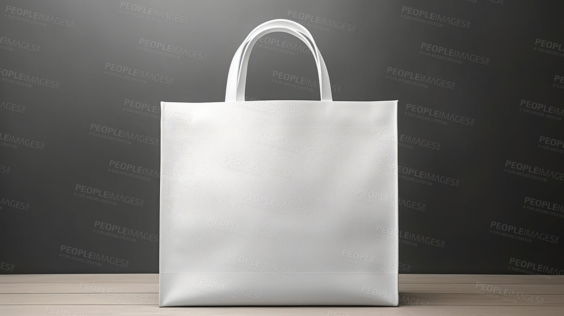 Buy stock photo Mock-up of recycled shopping bag. Blank template on backdrop. Copy space.