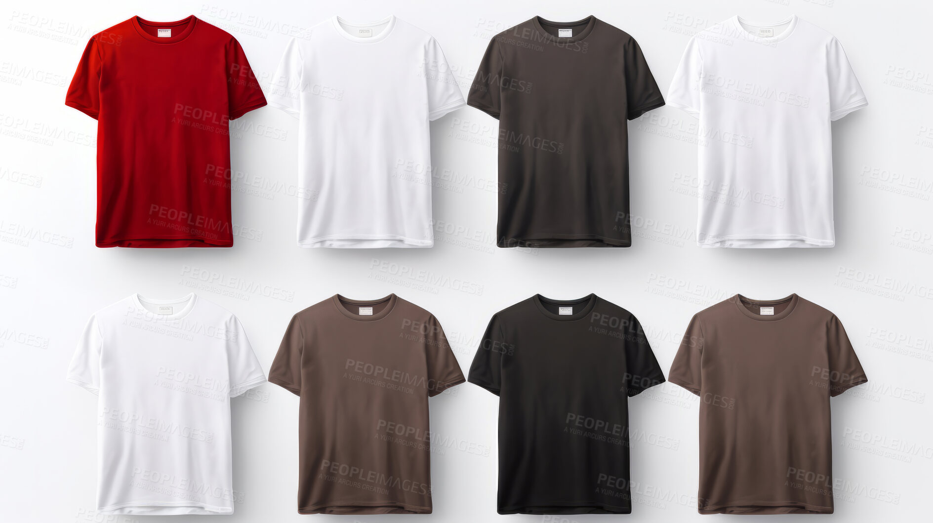 Buy stock photo A collection of mock-up t-shirts. Modeling copy space for print.