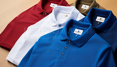 Front views of folded golfers. T-shirt on background. Mock-up template.
