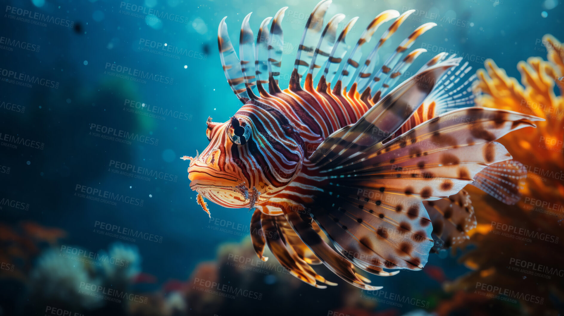 Buy stock photo Underwater Close-up of fish. Underwater scenery.