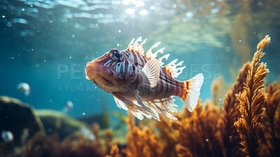 Underwater Close-up of fish. Underwater scenery.
