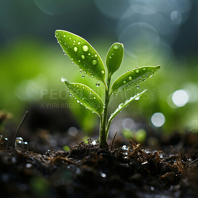 Close-up of a young plant against blurry background. Ecology Concept.