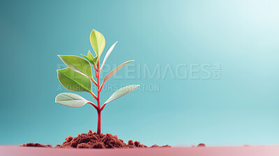 Small plant growing against blur background. Copy space. Eco concept.