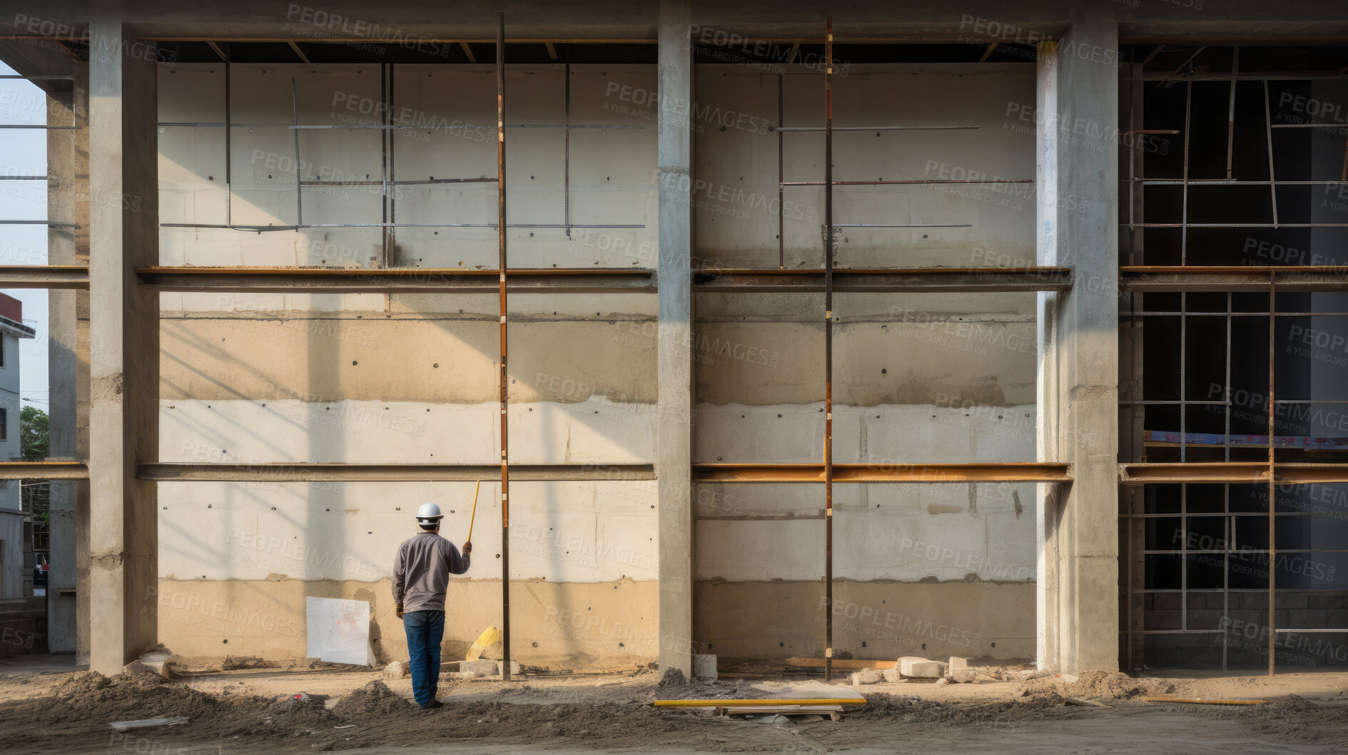 Buy stock photo Professional architect constructor engineer working, inspecting construction site