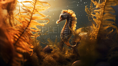 Underwater shot of sea-horse. Beautiful nature underwater life concept.