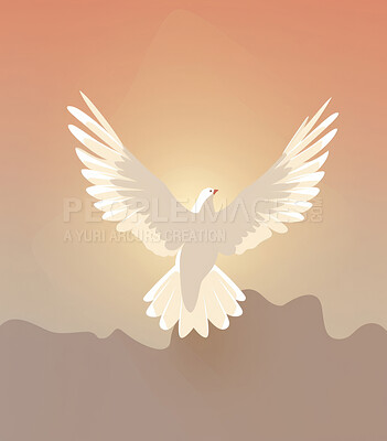 Illustration of flying blue dove. Symbol for peace. Peace concept.