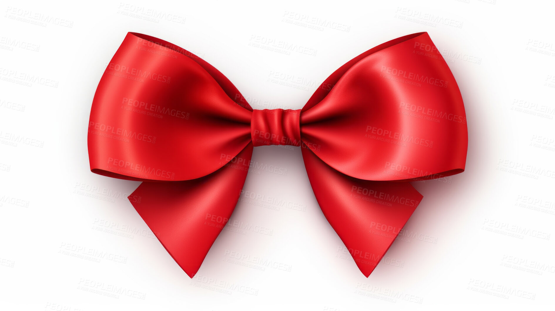 Buy stock photo Red bow on white background. Gift, present, decor for birthday, Valentine or christmas