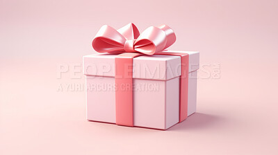 Pink gift box with pink bow on a pink background. Birthday, Valentine, Christmas present