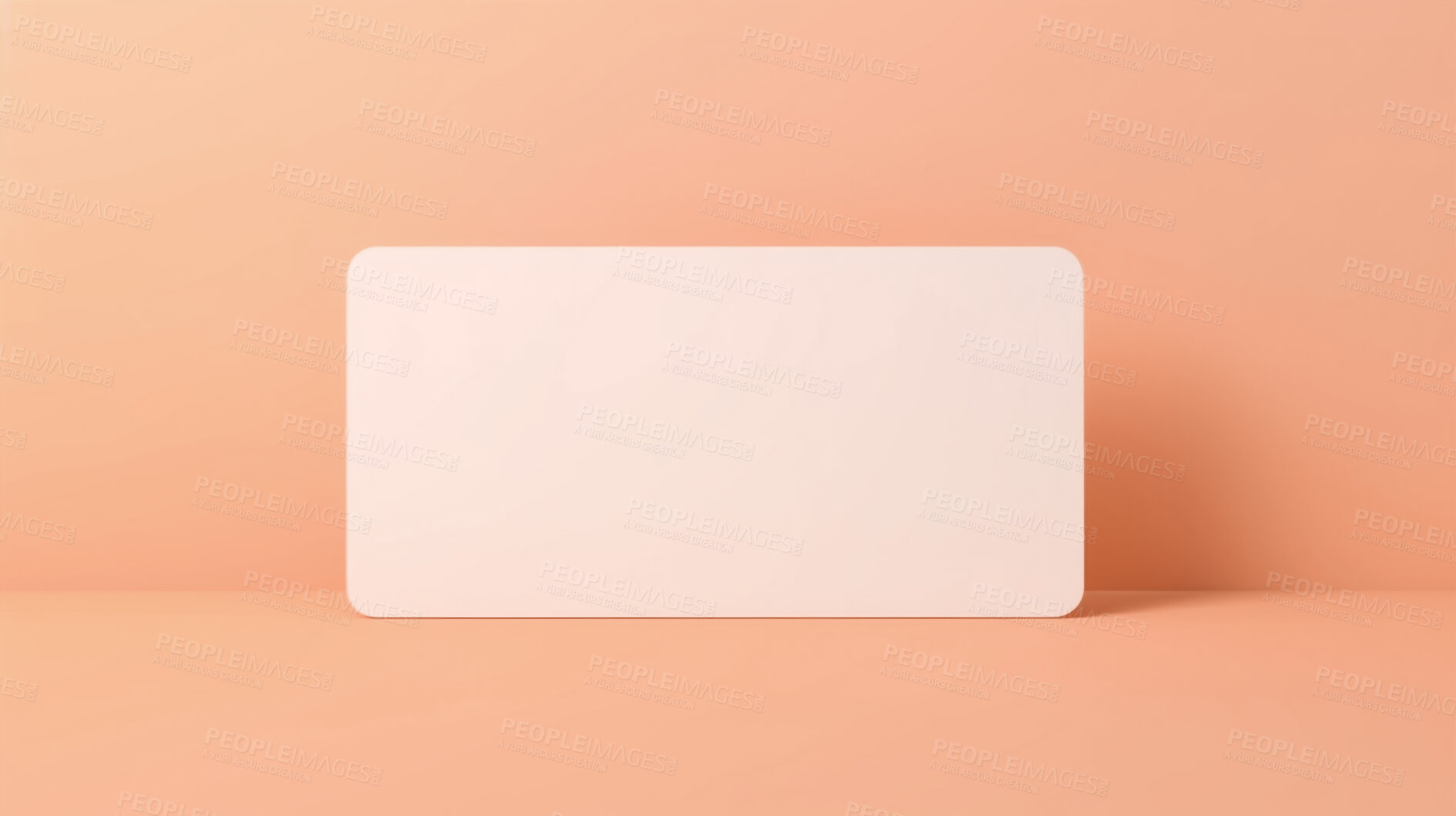 Buy stock photo Blank white business card or gift voucher card on a salmon background. Birthday gift