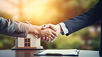 Agent and client handshake agreement after buying or renting real estate property