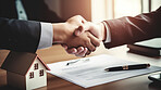 Agent and client handshake agreement after buying or renting real estate property