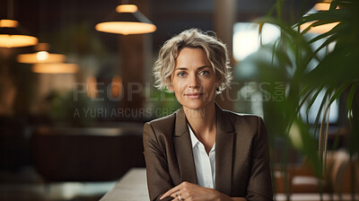 Buy stock photo Mature business woman looking with confidence. Executive or Investor portrait