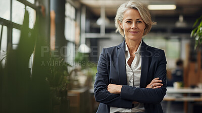 Buy stock photo Mature business woman looking with confidence. Executive or Investor portrait