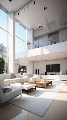 Buy stock photo Beautiful spacious lounge. Luxury living. Modern interior design concept.