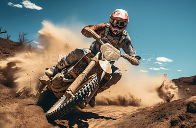 Action shot of motor cross motorcyclist. Extreme sport concept.