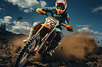 Action shot of motor cross motorcyclist. Extreme sport concept.